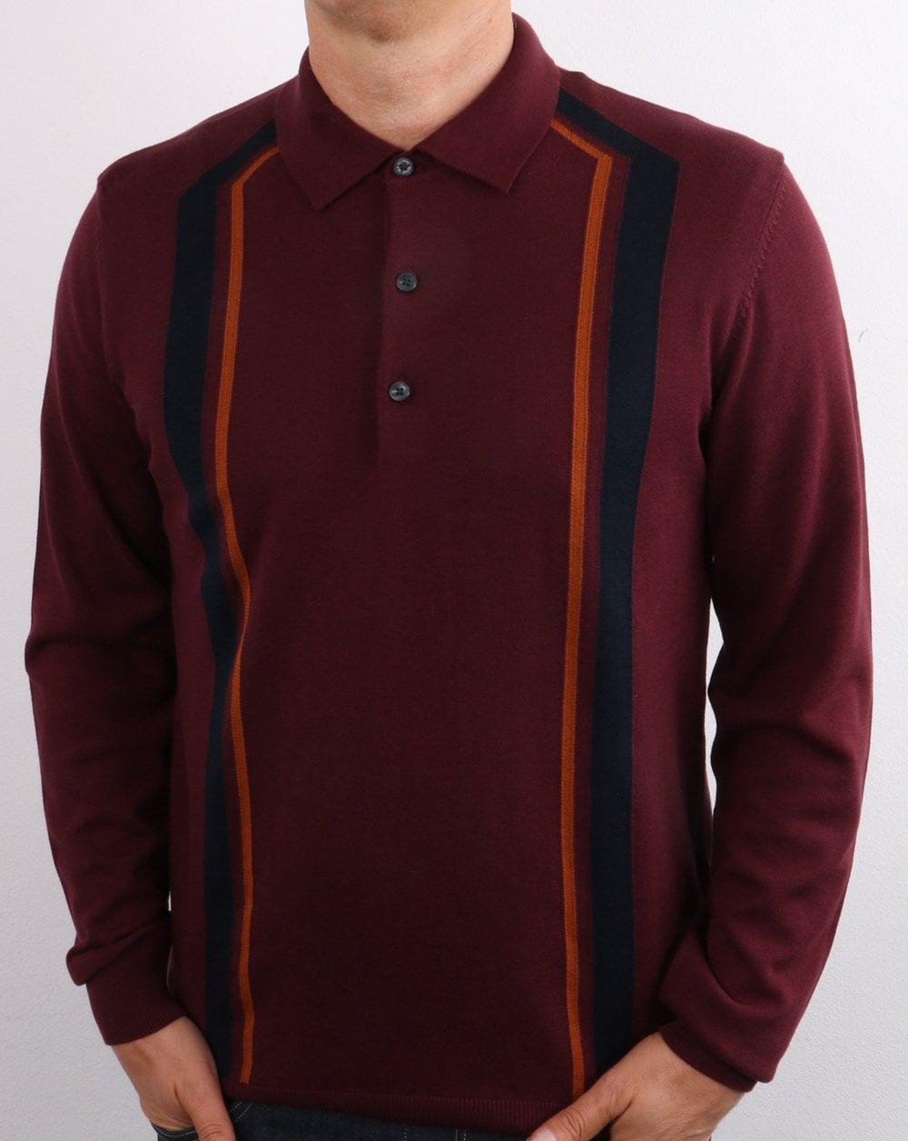 Ben Sherman Long Sleeve Mod Stripe Polo Port