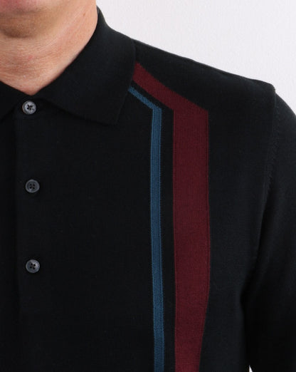 Ben Sherman – Langärmliges Poloshirt mit Mod-Streifen in Schwarz