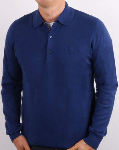 Ben Sherman Signature Langarm-Poloshirt aus Baumwolle in Tintenblau