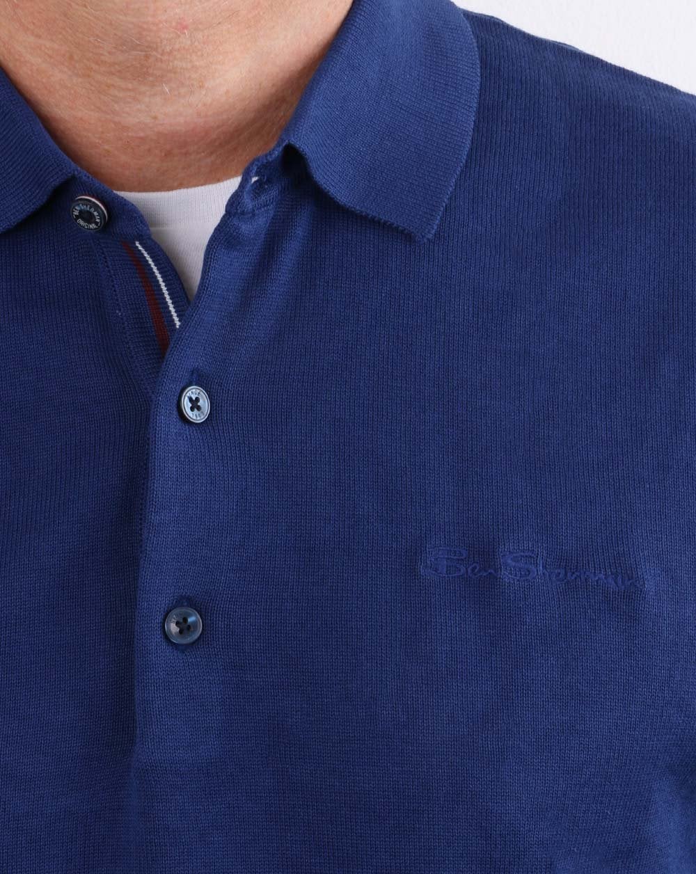 Ben Sherman Signature Langarm-Poloshirt aus Baumwolle in Tintenblau