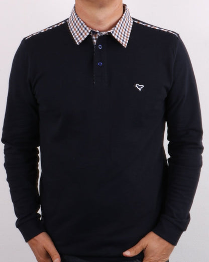 Weekend Offender – Poloshirt mit Karokragen, Marineblau