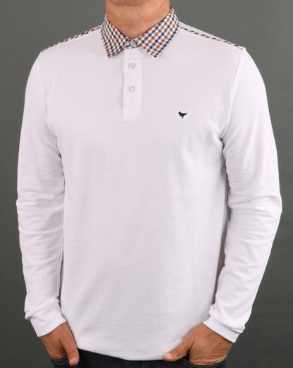 Weekend Offender – Poloshirt mit Karokragen in Weiß