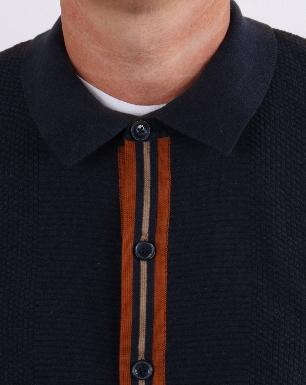 Ben Sherman – Modische Strickjacke mit durchgehender Knopfleiste, Mitternachtsblau
