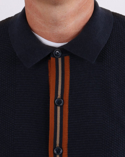 Ben Sherman – Modische Strickjacke mit durchgehender Knopfleiste, Mitternachtsblau