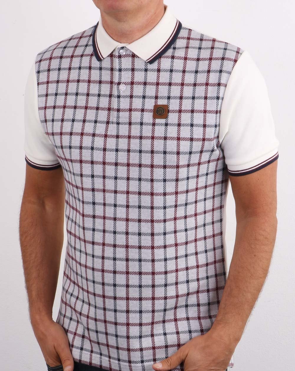Trojan Poloshirt mit Karomuster, Rehbraun