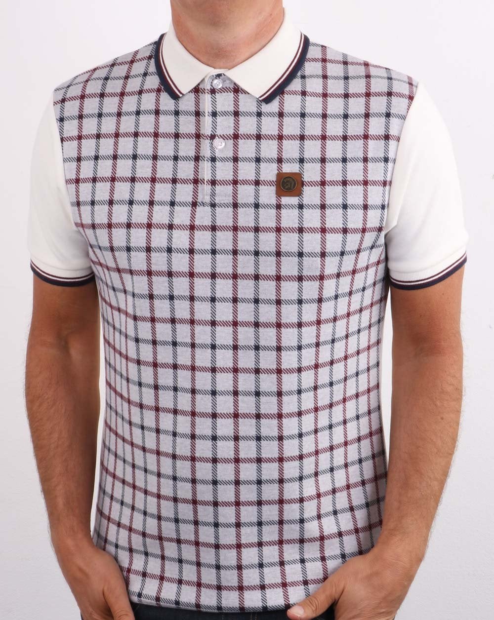 Trojan Poloshirt mit Karomuster, Rehbraun