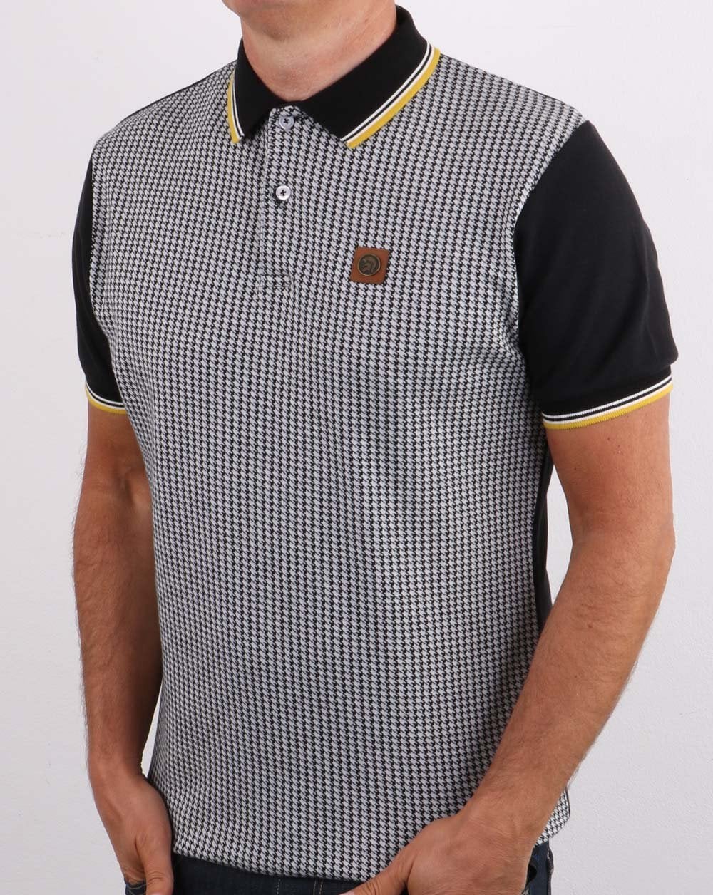 Trojan Hahnentritt-Poloshirt Schwarz
