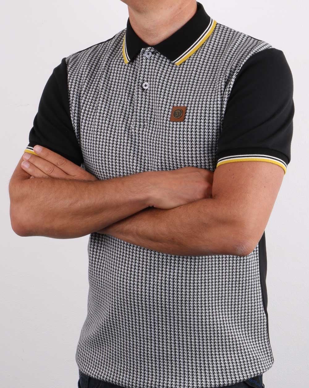 Trojan Houndstooth Polo Shirt Black