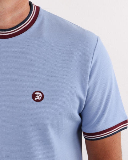Trojan Piqué-T-Shirt mit Streifen in Himmelblau