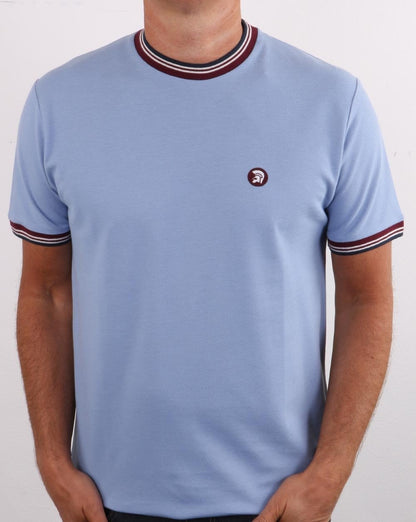 Trojan Piqué-T-Shirt mit Streifen in Himmelblau