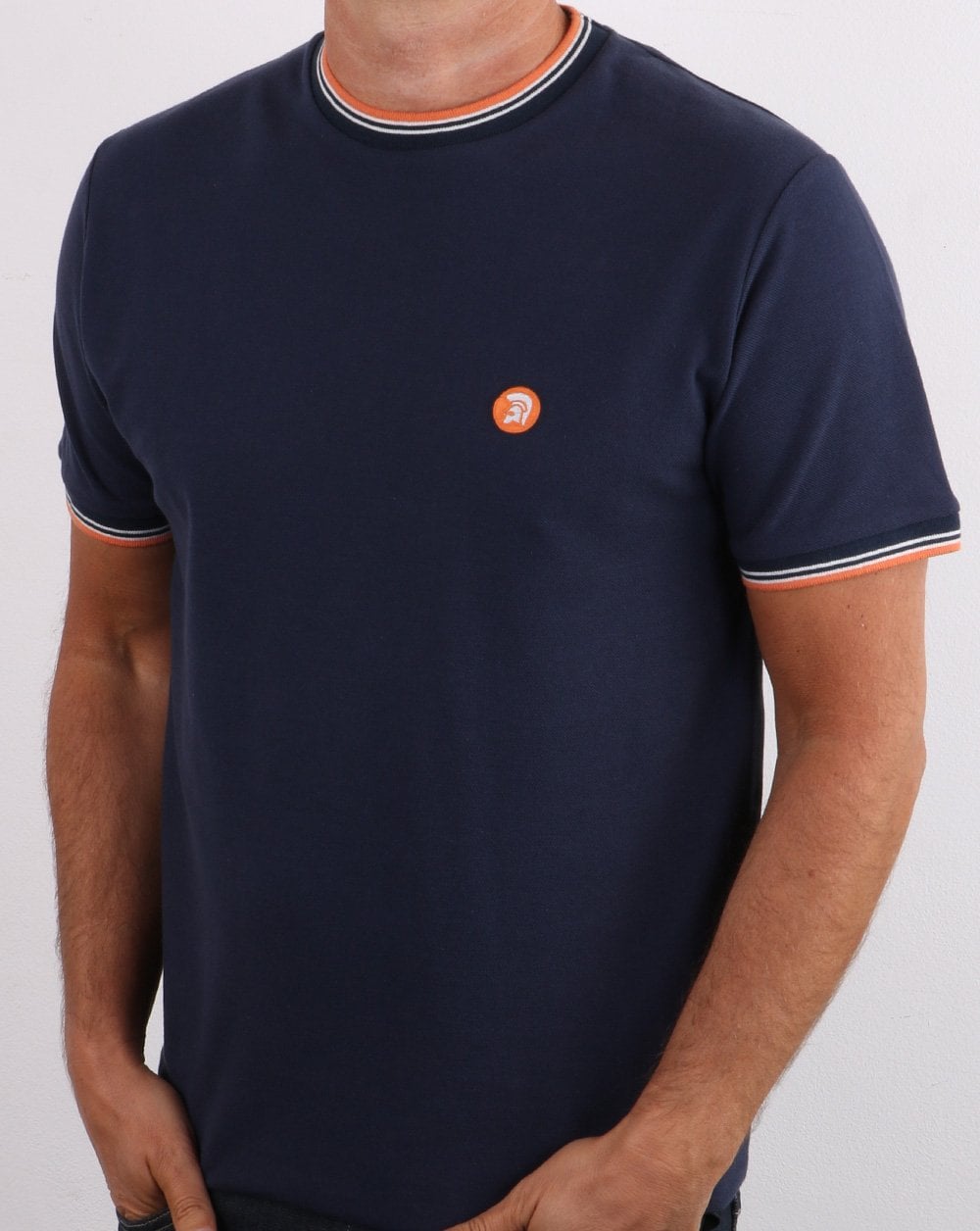 Trojan Piqué-T-Shirt mit Streifen in Marineblau