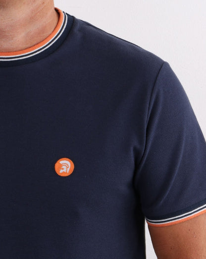 Trojan Piqué-T-Shirt mit Streifen in Marineblau