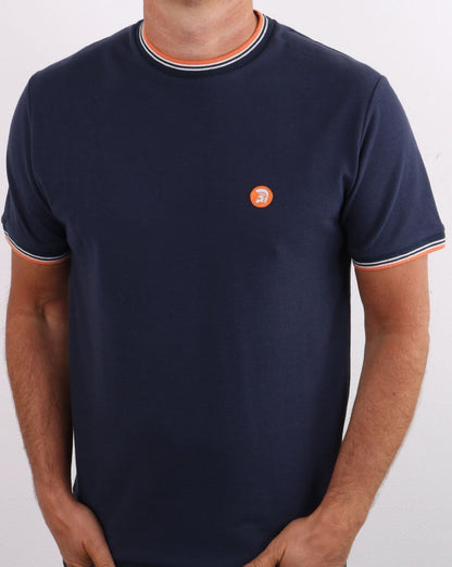 Trojan Piqué-T-Shirt mit Streifen in Marineblau
