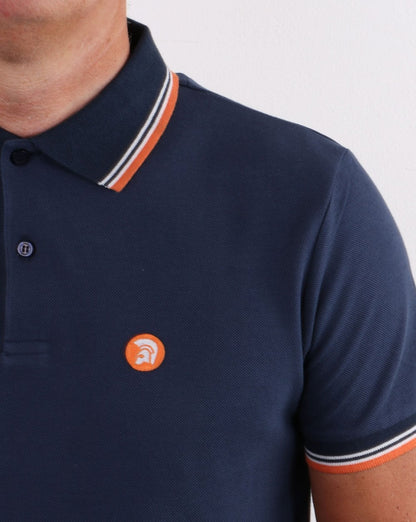 Trojan Classic Tipped Poloshirt Marineblau/Orange