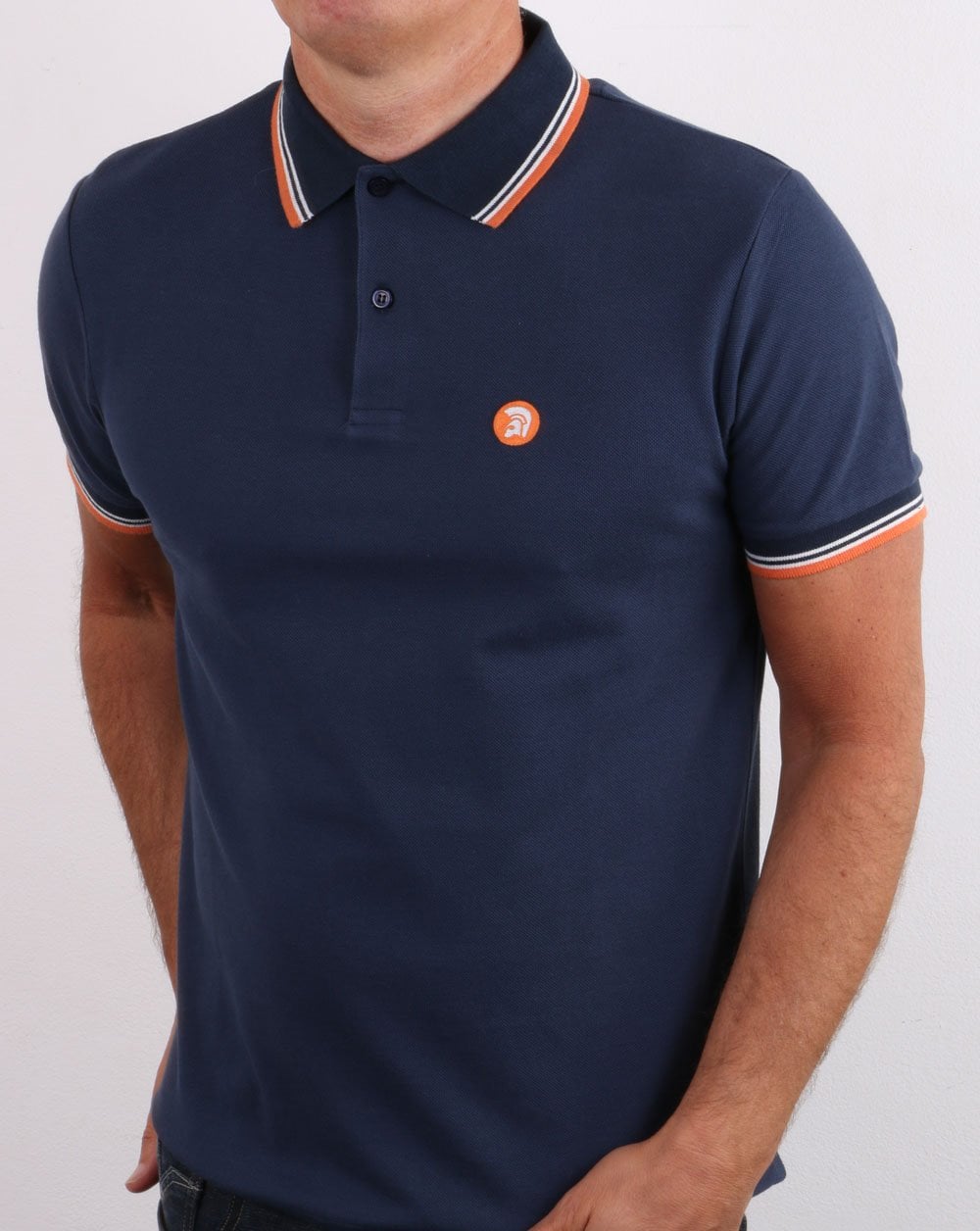 Trojan Classic Tipped Polo Shirt Navy/orange