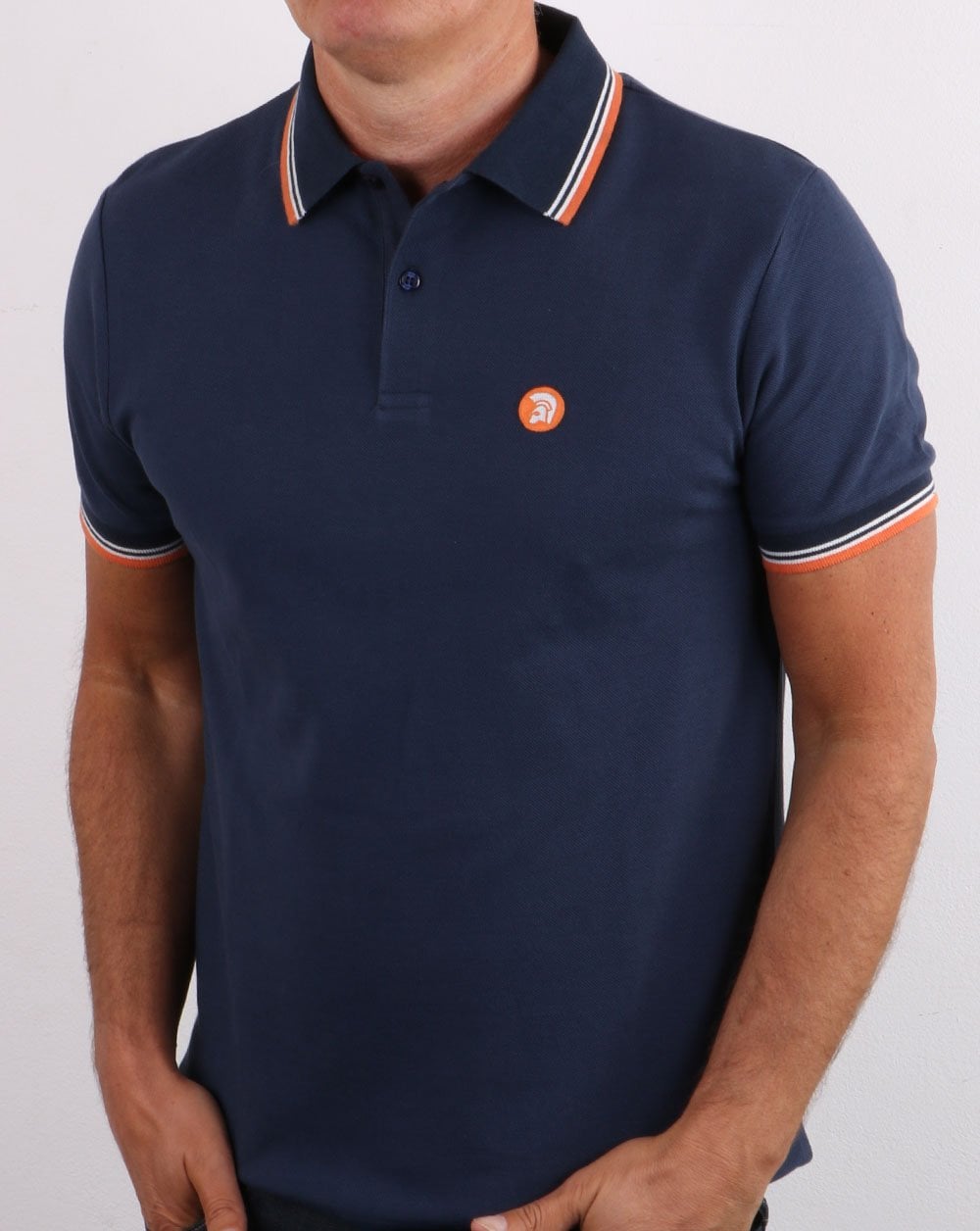 Trojan Classic Tipped Poloshirt Marineblau/Orange