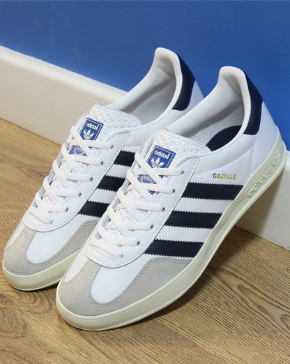 Adidas Gazelle Indoor-Sneakers Weiß/Marineblau