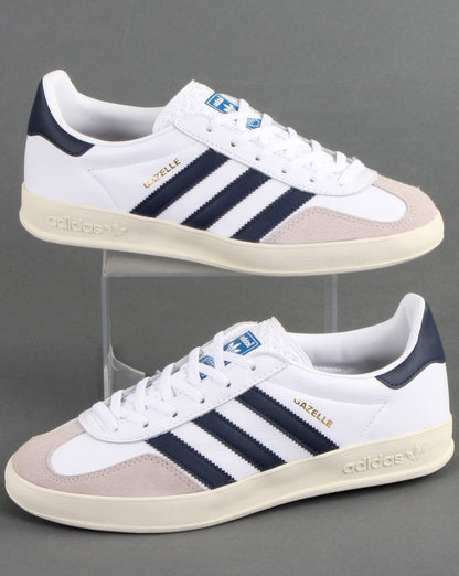 Adidas Gazelle Indoor-Sneakers Weiß/Marineblau