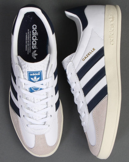 Adidas Gazelle Indoor-Sneakers Weiß/Marineblau