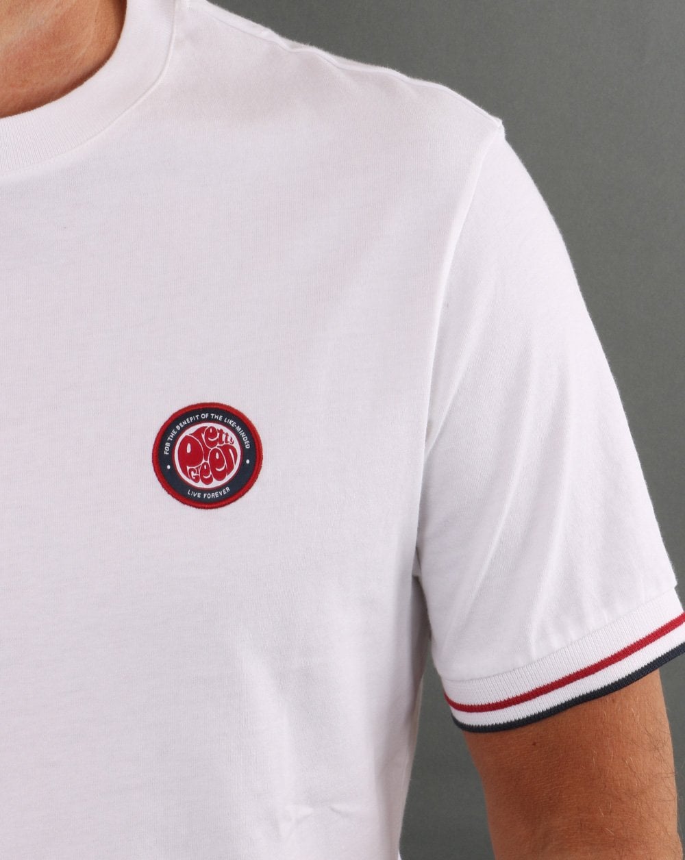 Pretty Green – Likeminded – T-Shirt mit Streifen in Weiß