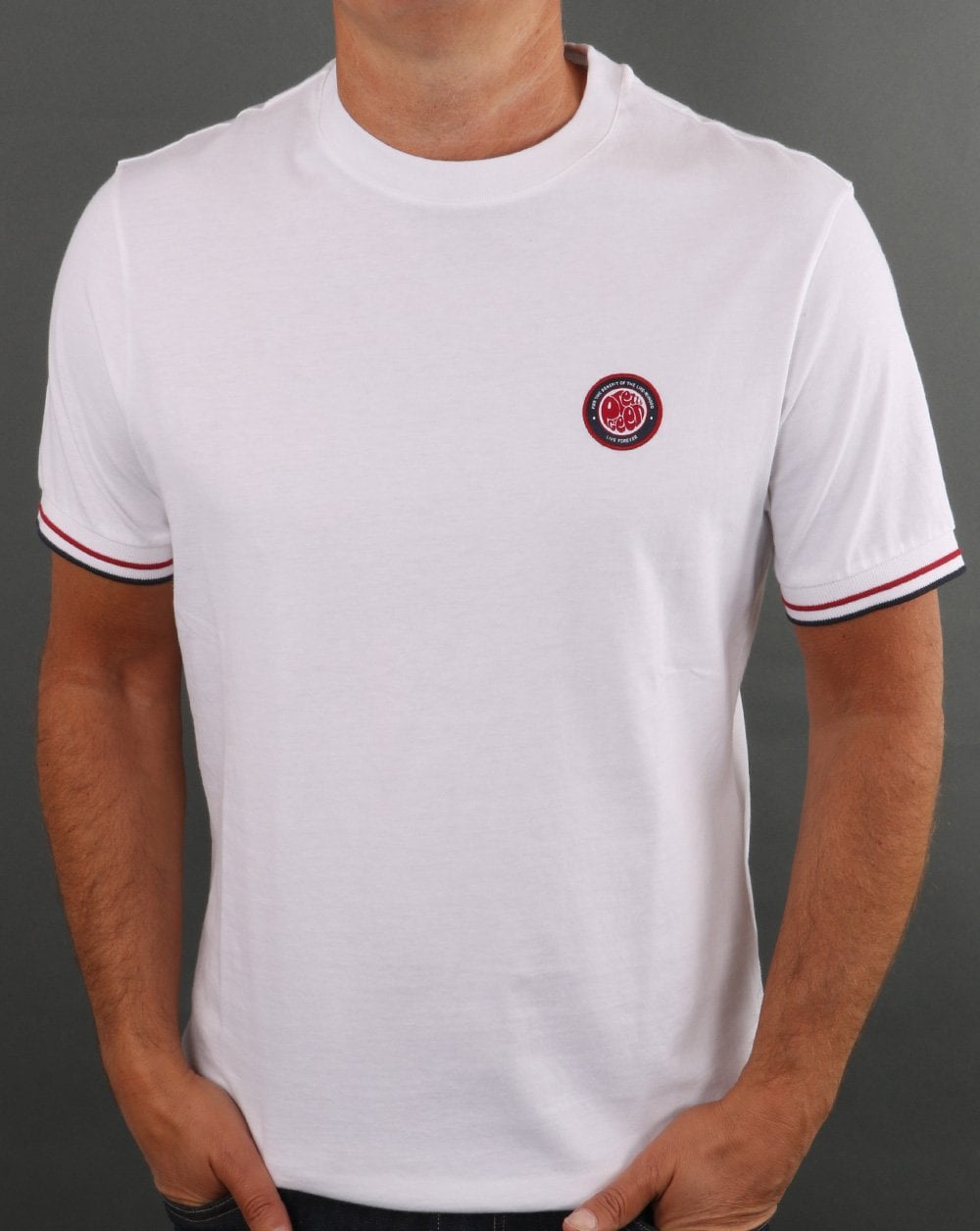 Pretty Green – Likeminded – T-Shirt mit Streifen in Weiß