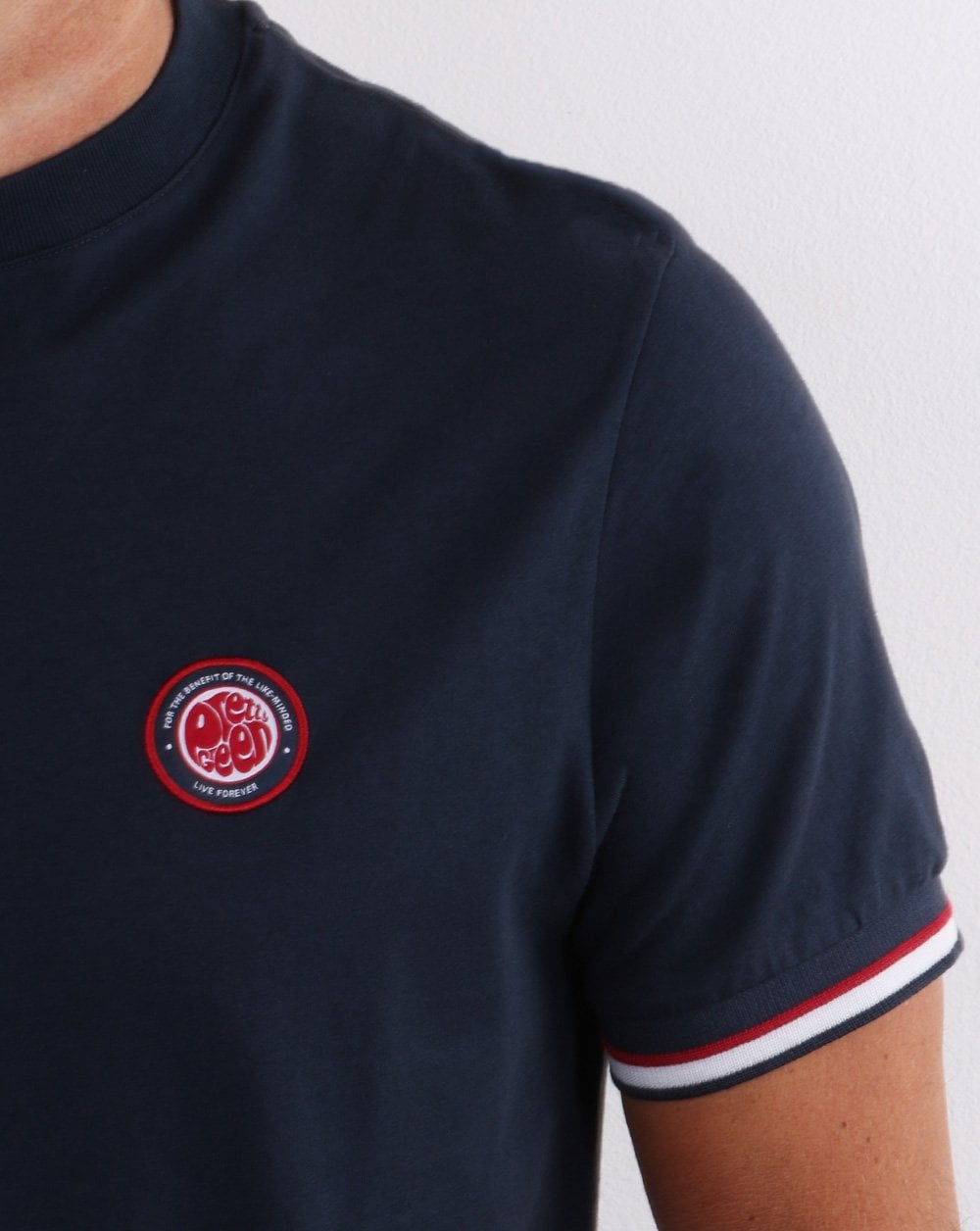 Pretty Green – Likeminded – T-Shirt mit Streifen in Marineblau
