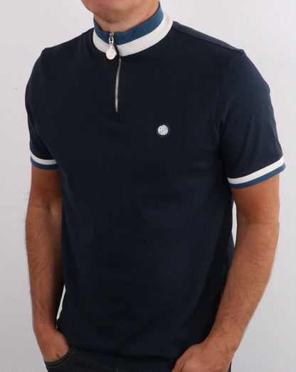 Pretty Green – Oberteil mit 1/4-Reißverschluss, Marineblau