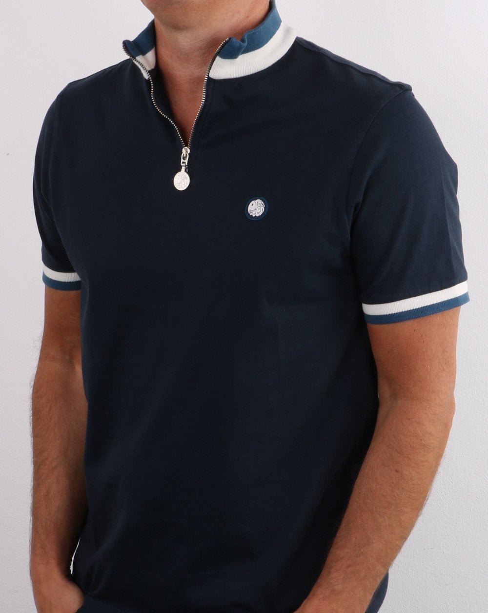 Pretty Green – Oberteil mit 1/4-Reißverschluss, Marineblau