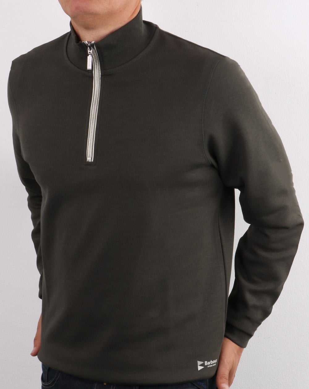 Barbour Lockley Sweatshirt mit halbem Reißverschluss, Waldgrün