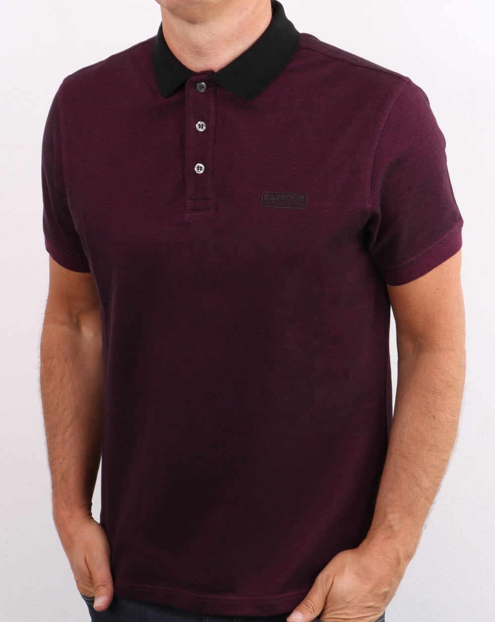 Barbour International Contrast Polo Berry/black