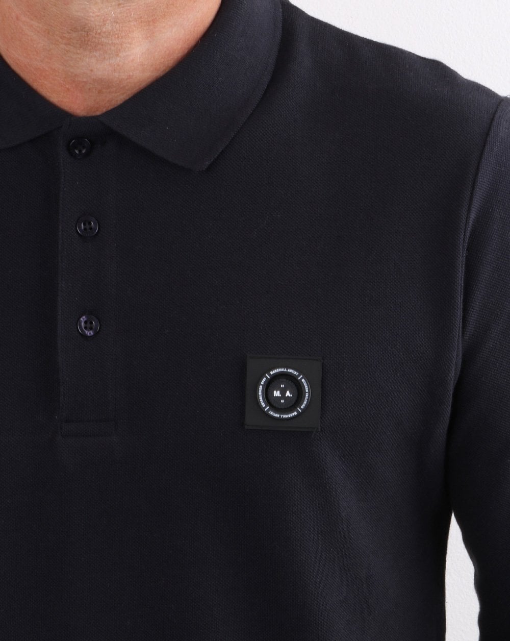 Marshall Artist Langarm-Poloshirt, Marineblau
