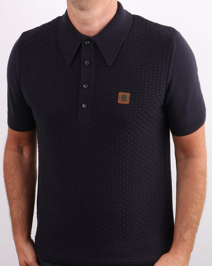 Trojan Strick-Poloshirt Marineblau