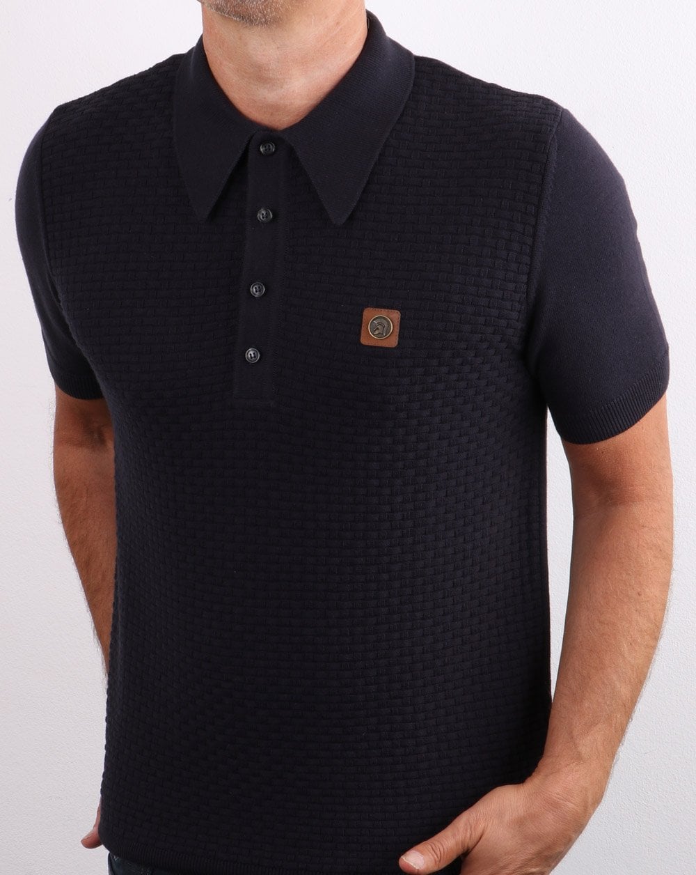 Trojan Strick-Poloshirt Marineblau