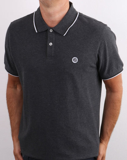 Pretty Green Poloshirt mit Streifen in Grau