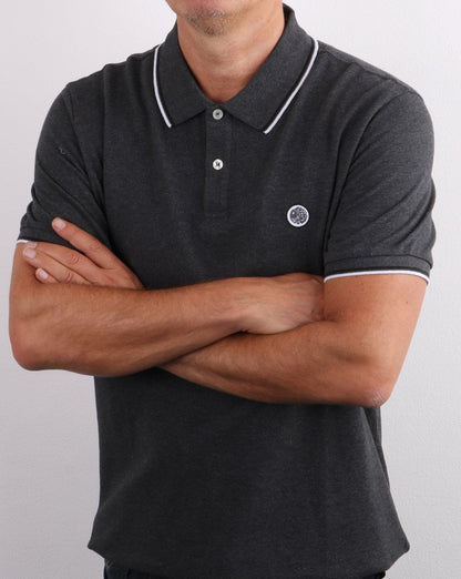 Pretty Green Poloshirt mit Streifen in Grau