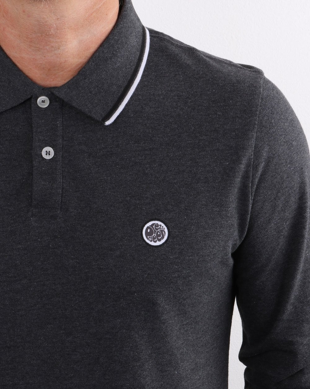 Pretty Green Barton Langarm-Poloshirt Grau