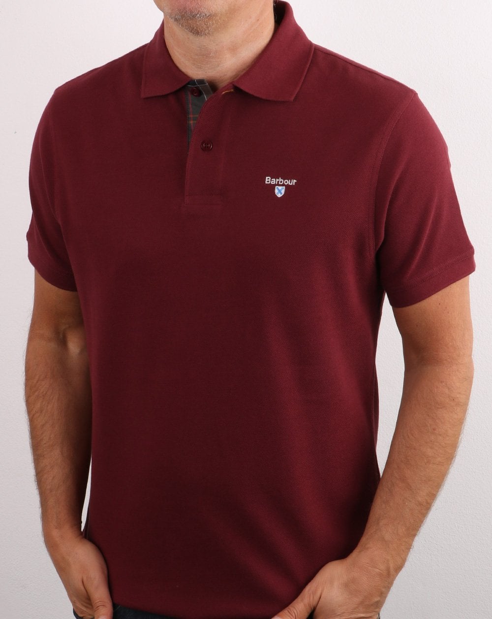 Barbour Tartan Piqué Polo Burgund
