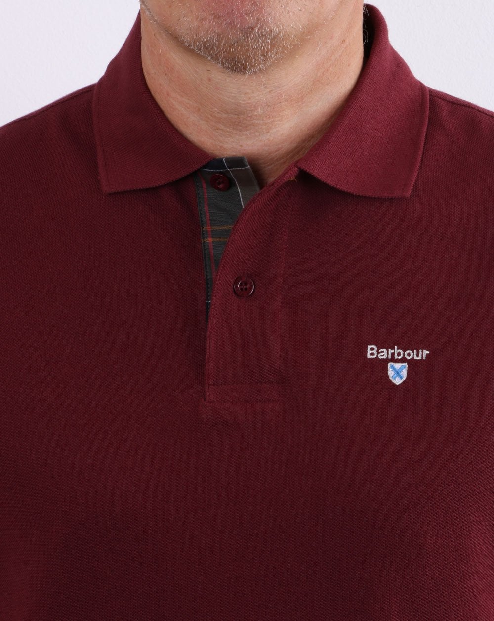 Barbour Tartan Piqué Polo Burgund