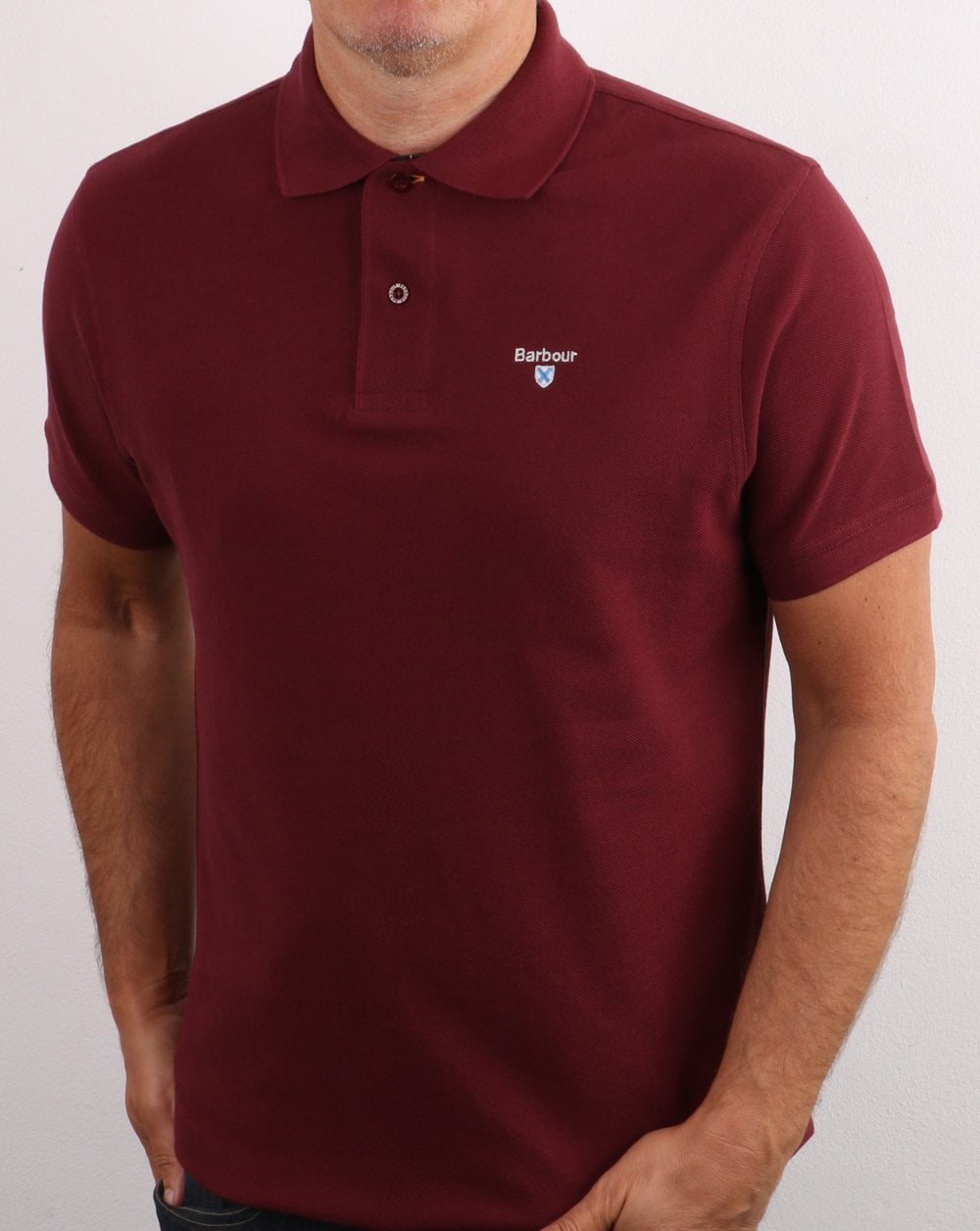 Barbour Tartan Piqué Polo Burgund