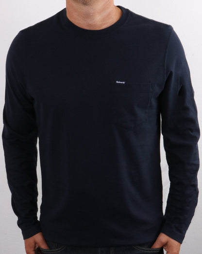 Barbour – Langärmliges T-Shirt mit Tasche in Marineblau