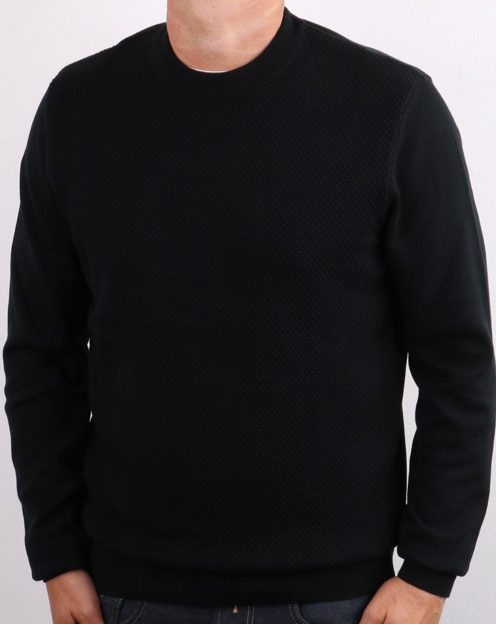 Ben Sherman Waffle Crew Knit Black