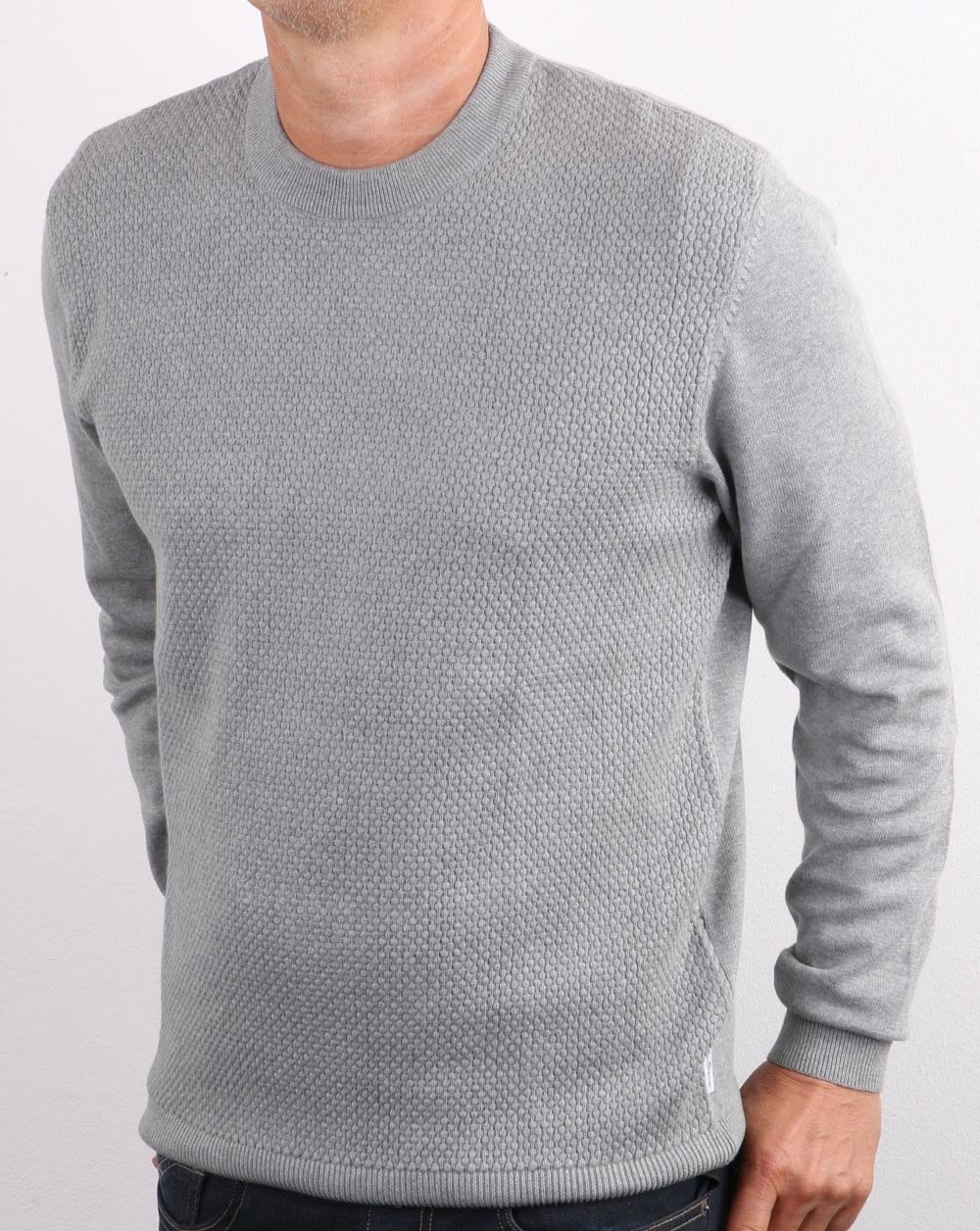 Ben Sherman Waffle Crew Knit Stahlgrau