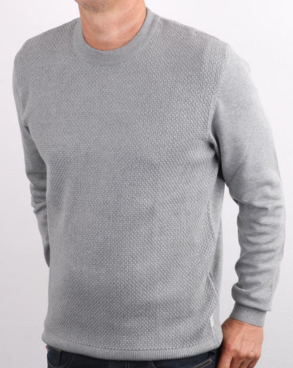 Ben Sherman Waffle Crew Knit Stahlgrau