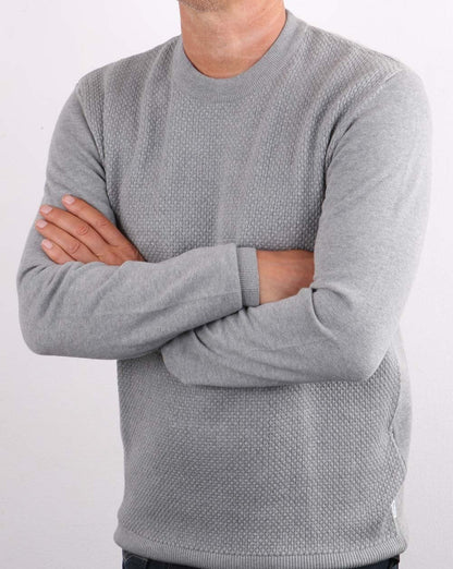 Ben Sherman Waffle Crew Knit Stahlgrau