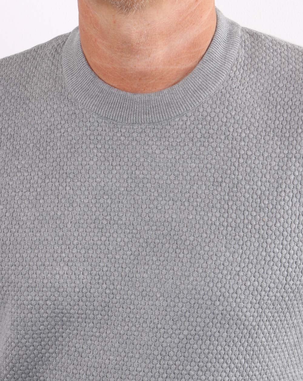 Ben Sherman Waffle Crew Knit Stahlgrau
