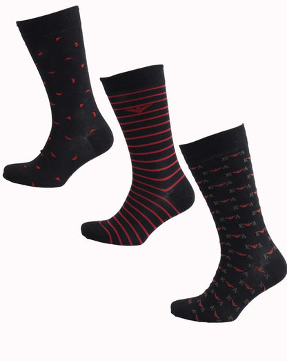 Emporio Armani 3er-Pack Socken Marine/Rot