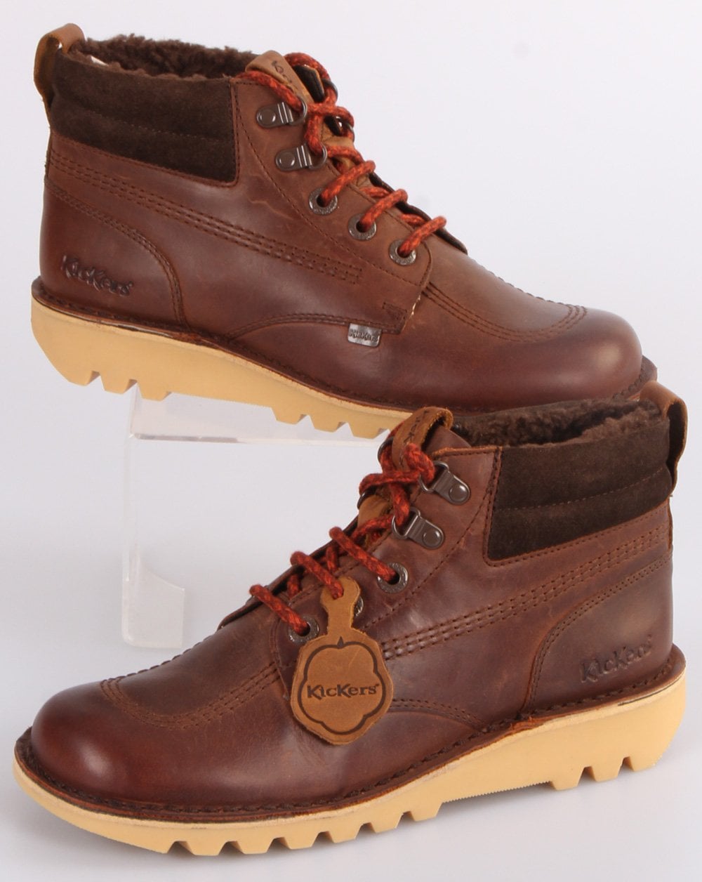 Kickers Kick Hi Winterlederstiefel Braun