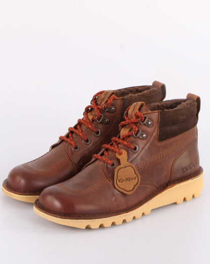 Kickers Kick Hi Winterlederstiefel Braun