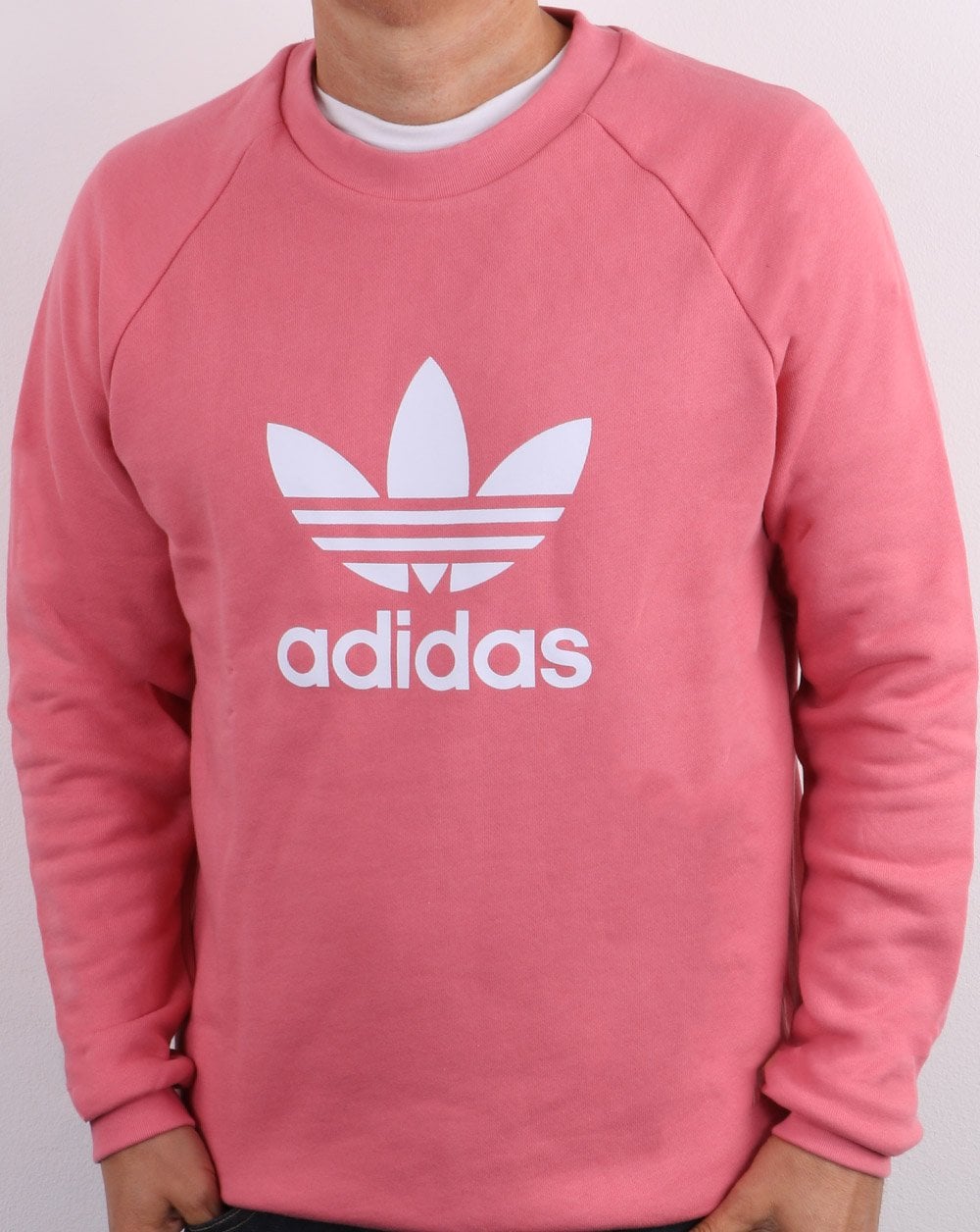 Adidas Originals – Sweatshirt mit Rundhalsausschnitt und Trefoil-Print in Rosa