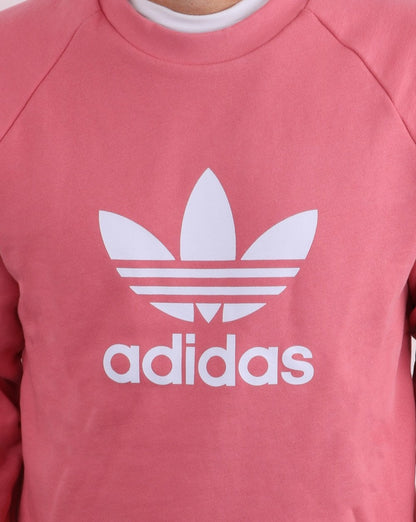 Adidas Originals – Sweatshirt mit Rundhalsausschnitt und Trefoil-Print in Rosa